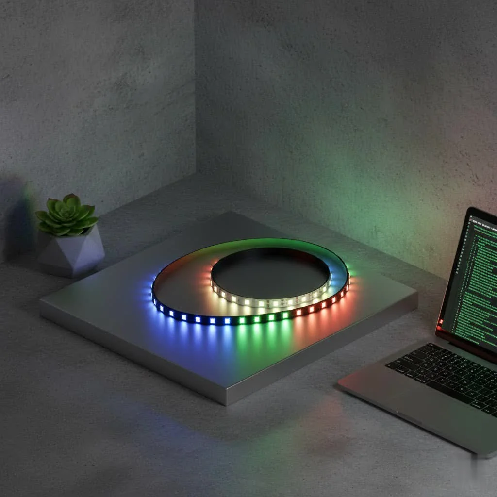 Elegant LED strip cove lighting illuminating a modern living room