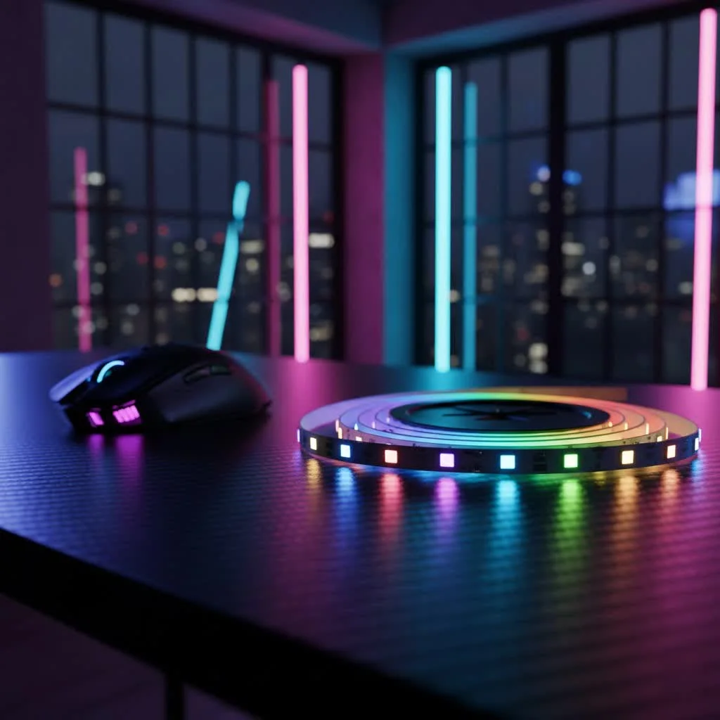 Lowe's LED strip lights illuminating a modern kitchen
