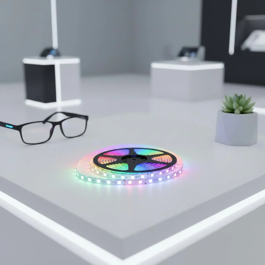 COB LED strip lights illuminating a modern kitchen