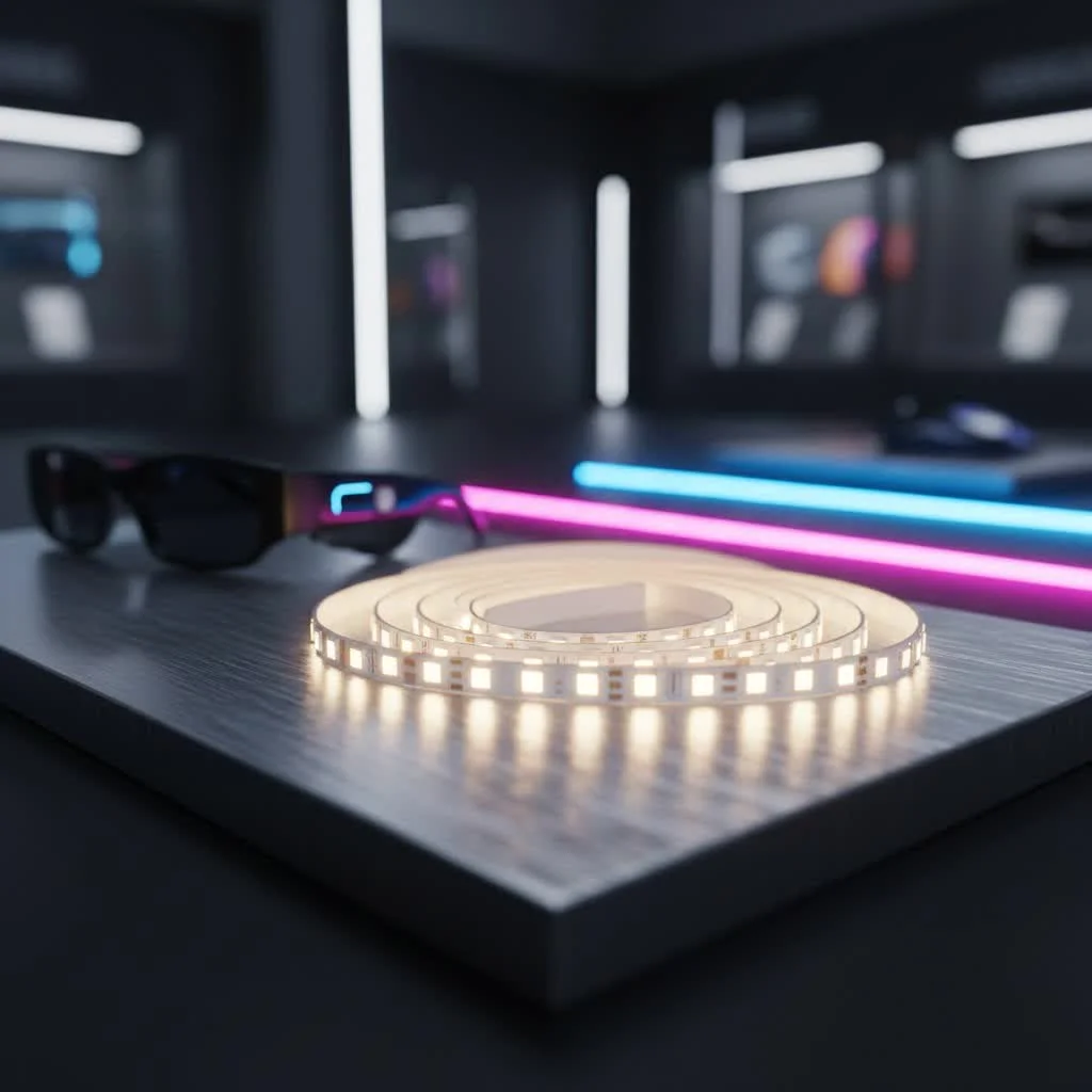 Addressable LED strip displaying vibrant, dynamic colors