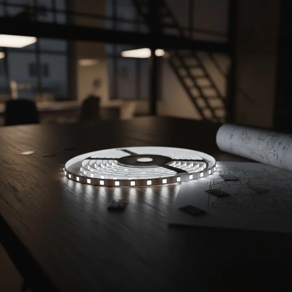 Home Depot LED strip lights illuminating a modern kitchen