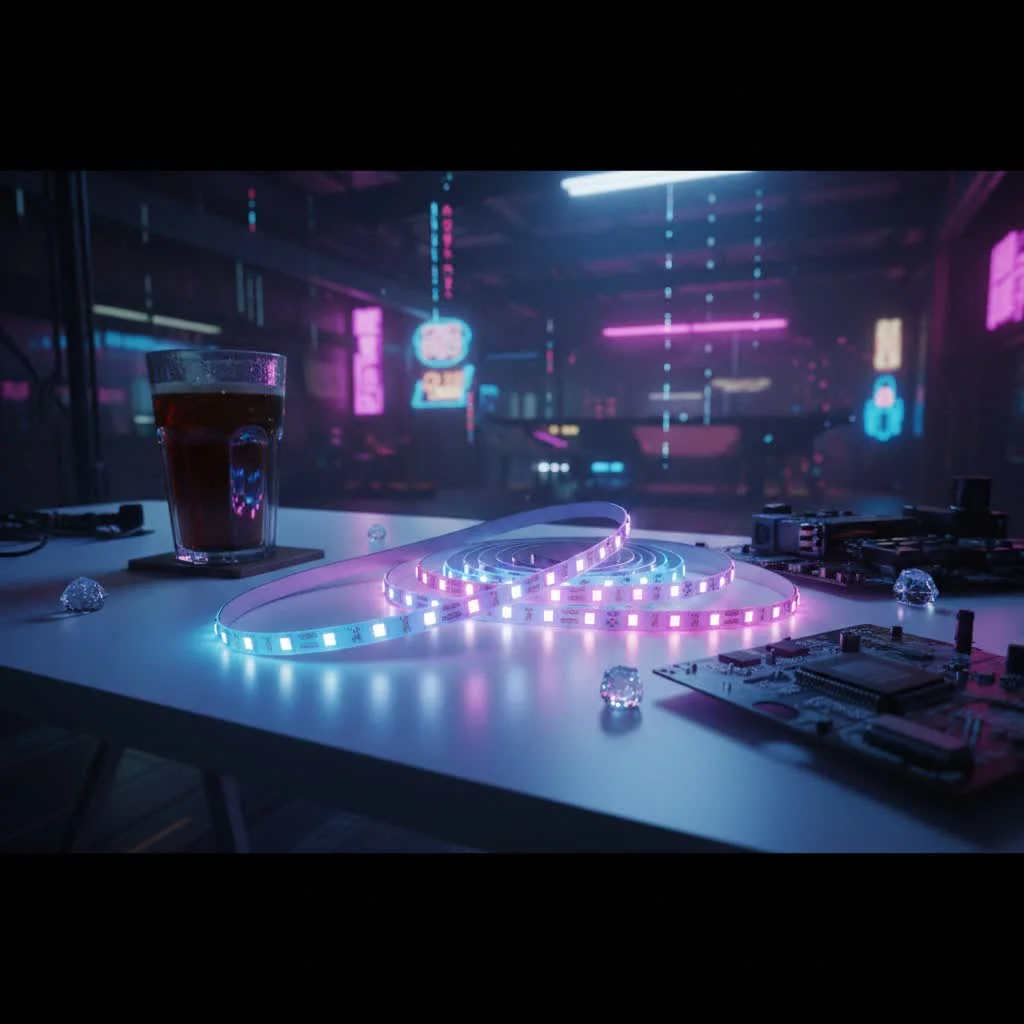 Philips Hue LED Light Strips illuminating a modern living room
