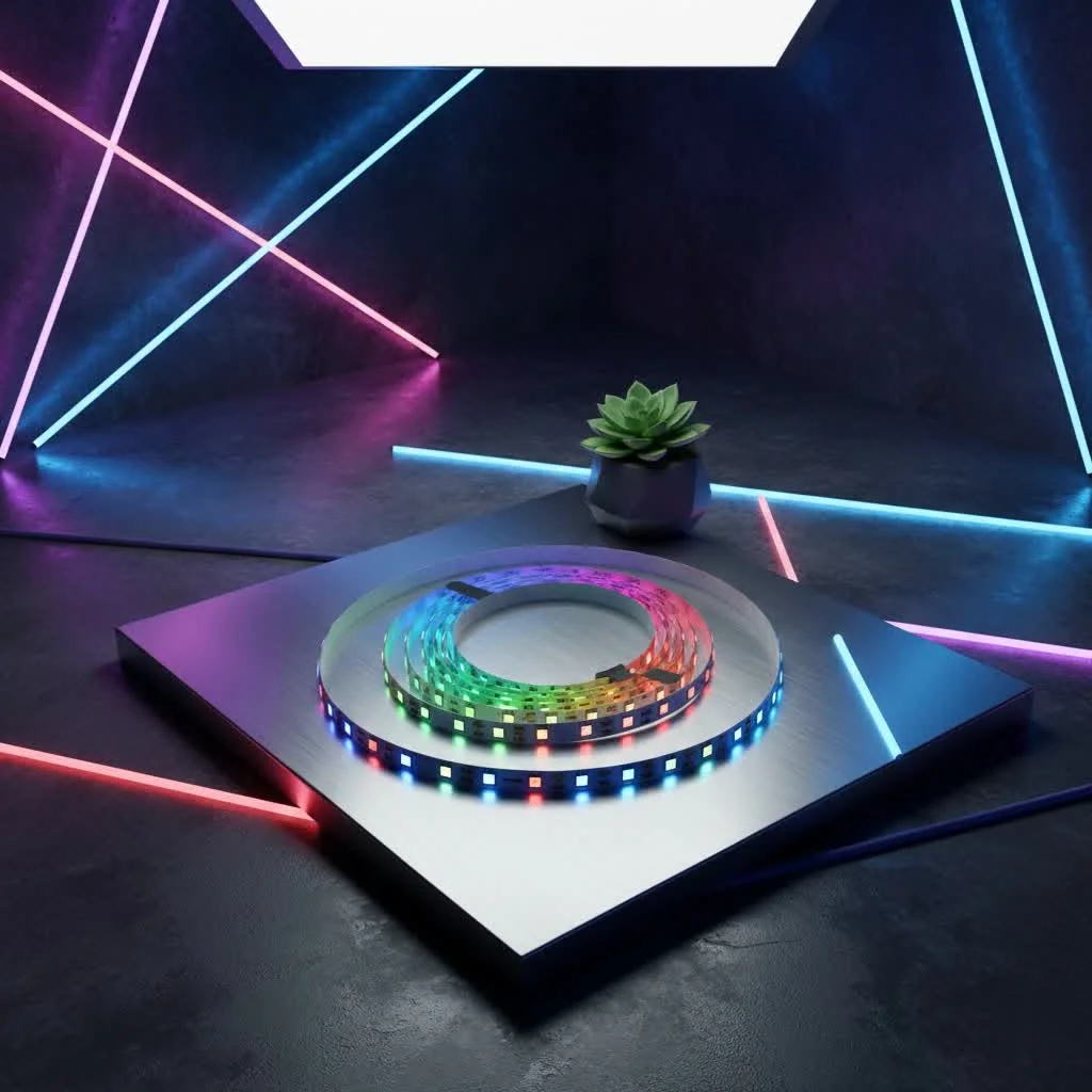 Modern kitchen with under counter LED strip lights
