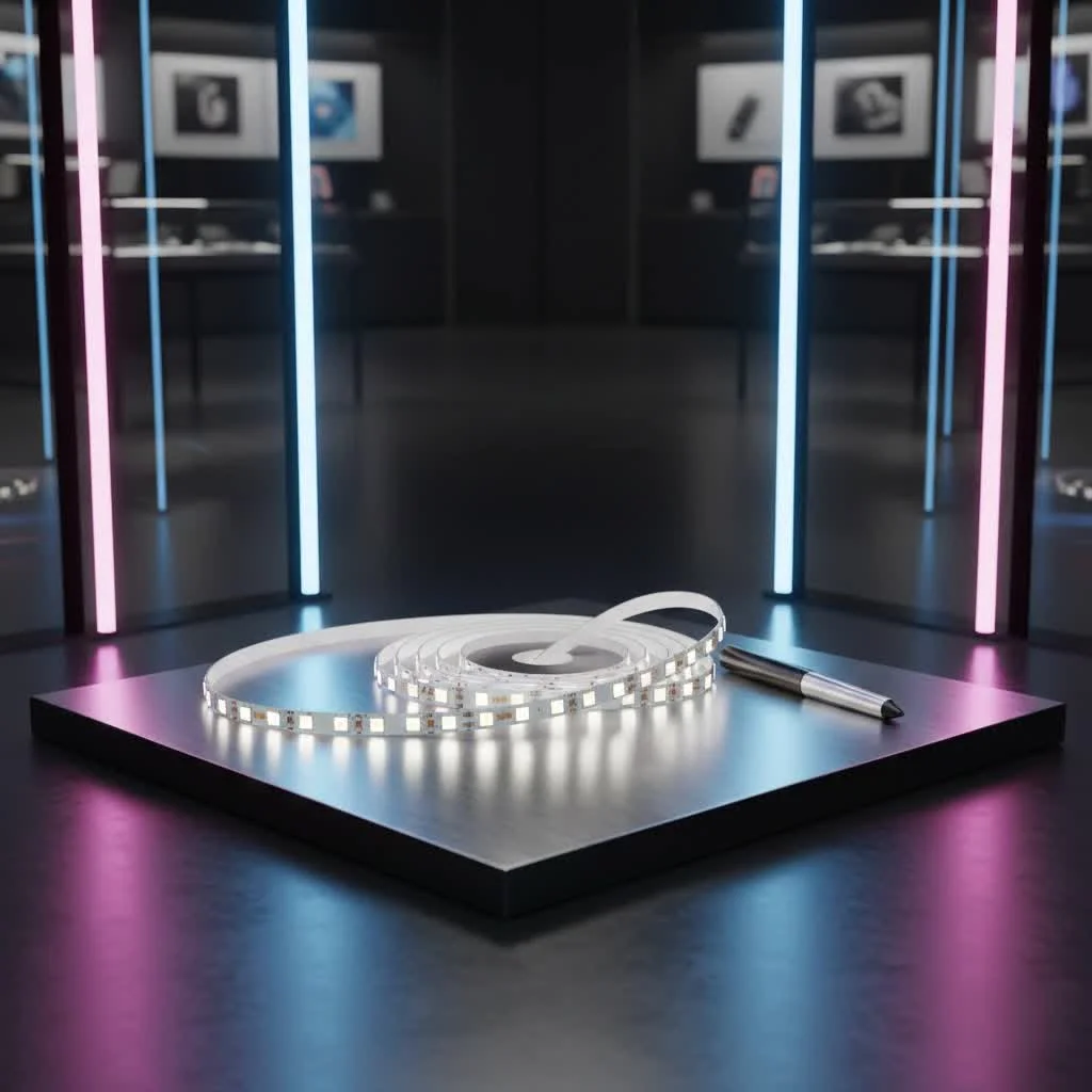 USB LED light strip illuminating a modern living room