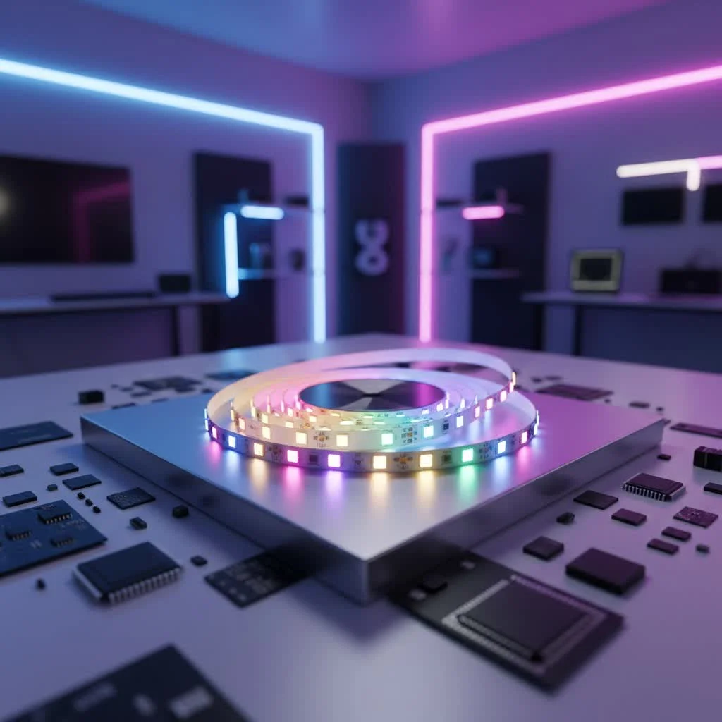 WS2812 LED strip illuminating a modern room