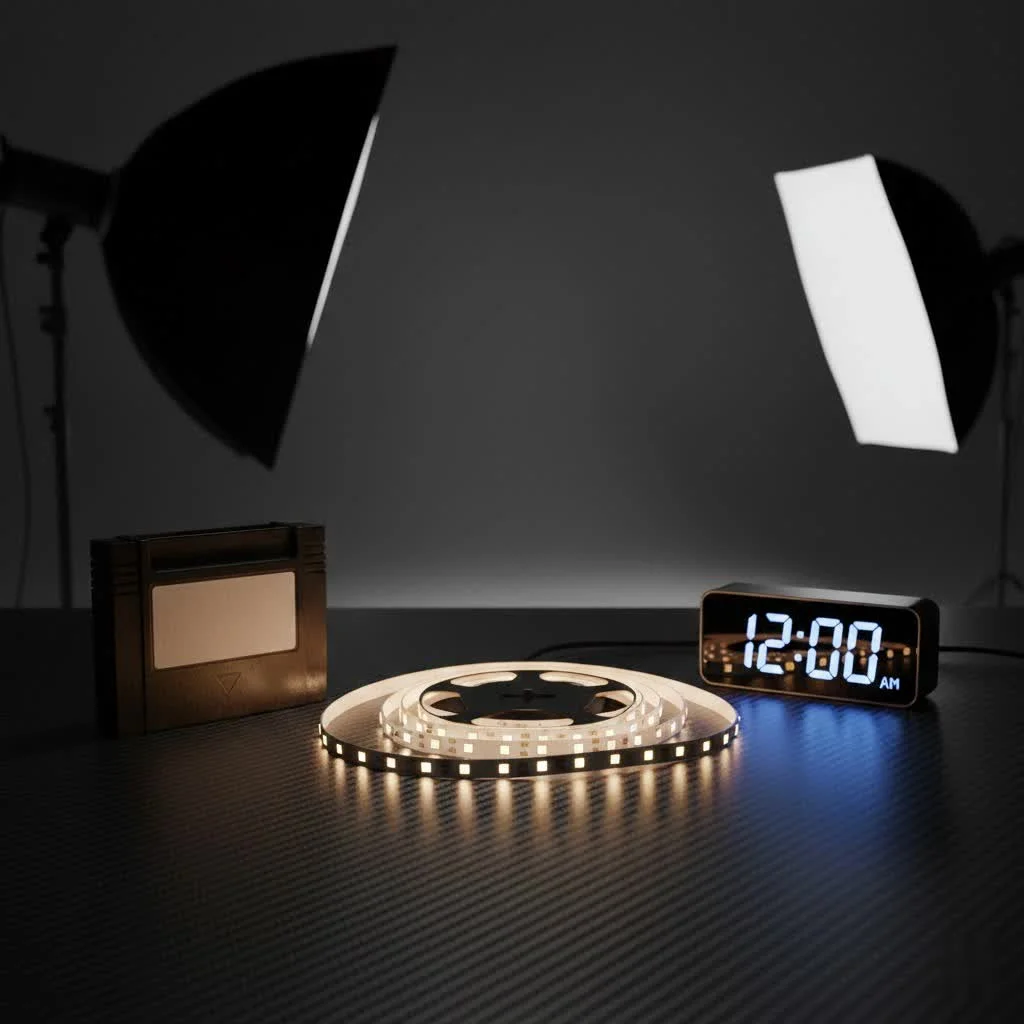 COB LED strip light illuminating a modern kitchen counter