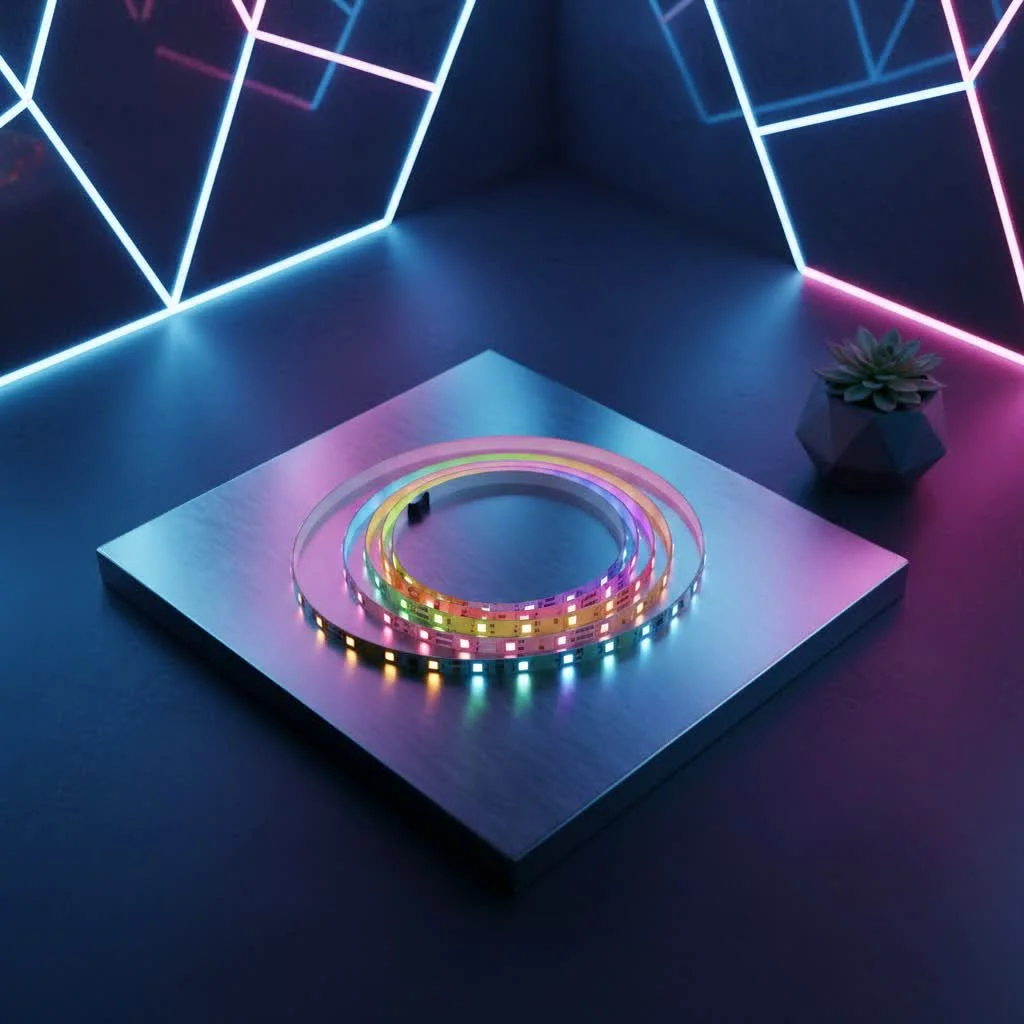 COB LED strip light illuminating a modern kitchen counter